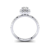 Gabriano Jovanna 8 tırnaklı tektaş yüzük; GIA-HRD sertifikalı radiant pırlanta ve beyaz altın montürün yandan görünüşü